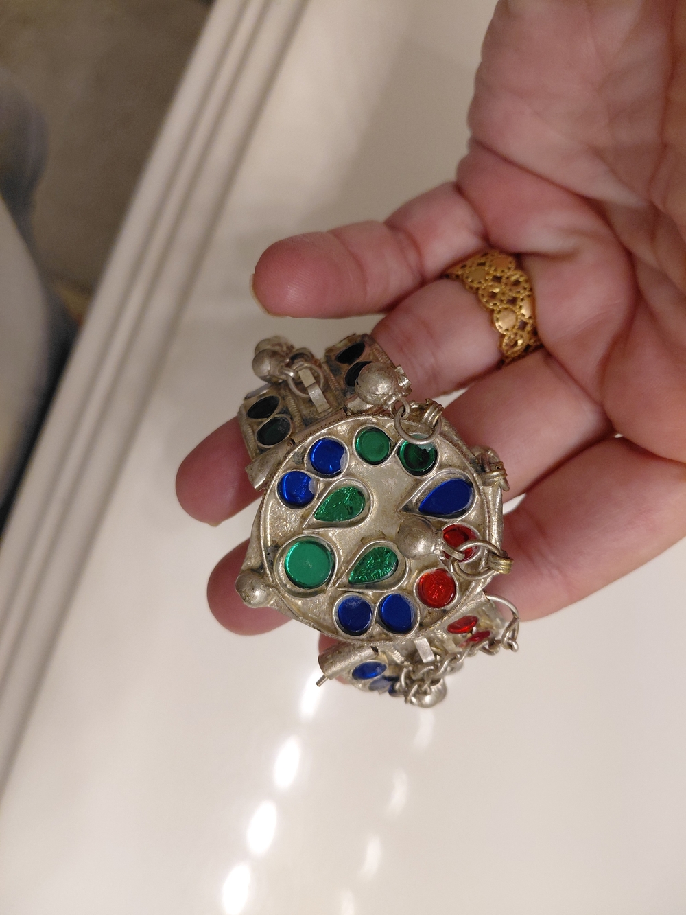 Vintage Multi-Color Enamel Statement Bracelet